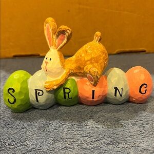 Spring Bunny Decor with Colorful Eggs